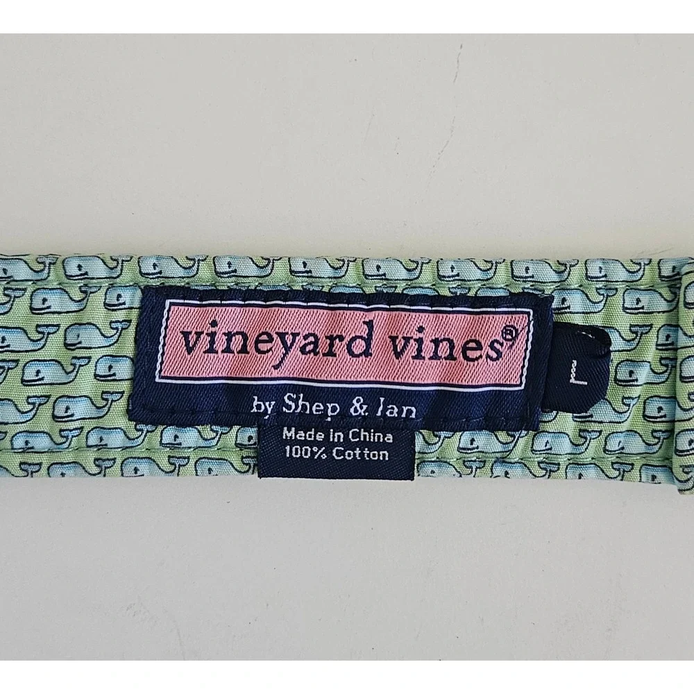 Vineyard Vines D Ring Belt Mens Lg Green Blue Whales Cotton Preppy Beach Golf